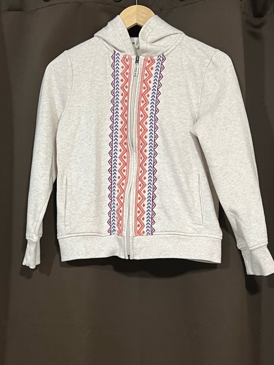 Roxy Other - Roxy Girls Light Cream Zip Hoodie with Red & Purple Embroidered Trim Size 14/16